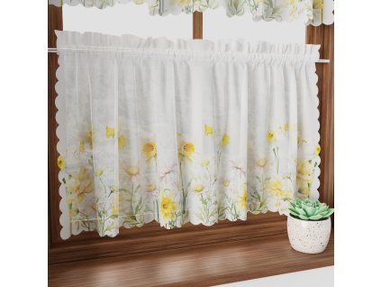 Dekorační krátká jarní vitrážová záclona do kuchyně POLANA 100x40 cm MyBestHome