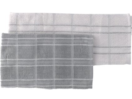 Set 2 kusy kuchyňských ručníků ANDREW světle šedá/bílá 100% bavlna 50x50 cm MyBestHome 2 kusy v balení