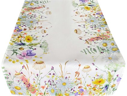 Vzorovaný ubrus - běhoun na stůl FLOWERS 50x100 cm Mybesthome
