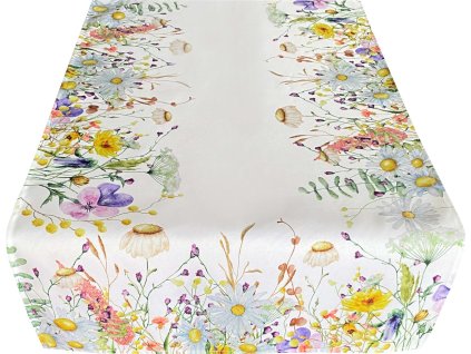 Vzorovaný ubrus - běhoun na stůl FLOWERS 60x120 cm Mybesthome