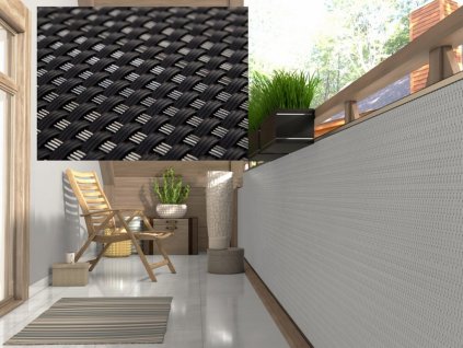 Balkonová ratanová zástěna MALMO, černá, výška 90 cm šířka různé rozměry 1300 g/m2 MyBestHome