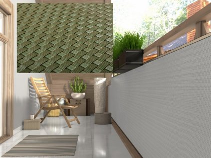 Balkonová ratanová zástěna MALMO, zelená, výška 90 cm šířka různé rozměry 1300 g/m2 MyBestHome