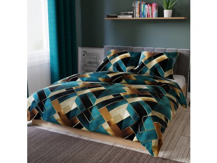 Bavlněné povlečení RUBIK 100% bavlna 1x 200x220 cm, 2x povlak 70x80 cm francouzské povlečení MyBestHome