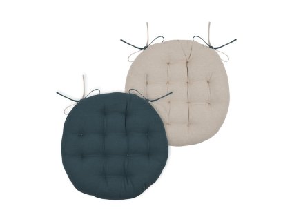 Podsedák na židli DUO COLOR petrolejová/béžová Ø 38 cm France