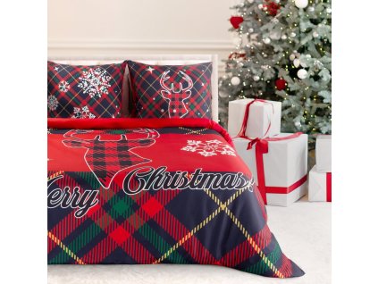 Vánoční mikrovláknové povlečení MERRY CHRISTMAS I. 1x 220x200 cm, 2x povlak 70x80 cm francouzské povlečení MyBestHome