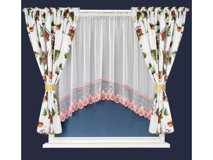 Vánoční set - dekorační krátká záclona s řasící páskou + dekorační závěsy ANDREAS bílá I. 300x150 cm MyBestHome