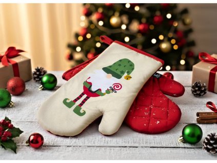 Vánoční kuchyňské rukavice chňapky FESTIVE WARMTH 18x30 cm 100% bavlna
