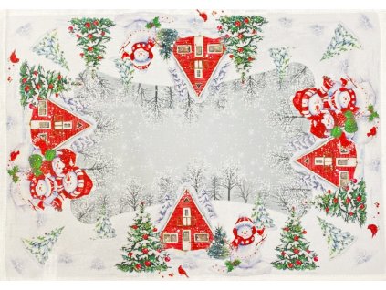 Vánoční dekorační ozdobný ubrousek SNOWMEN FAMILY 32x45 cm Mybesthome