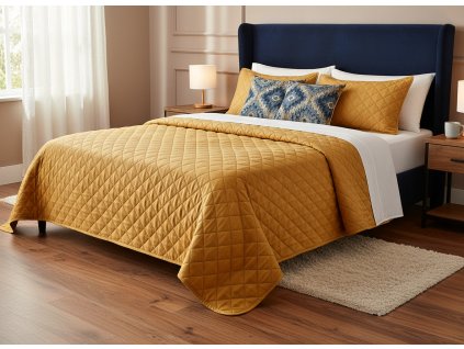 Přehoz na postel JODELKA mustard/hořčicová 220x240 cm Mybesthome