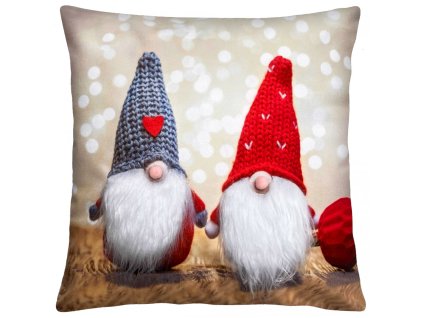 Vánoční polštář s 3D aplikací GNOMES FRIENDS 40x40 cm Mybesthome