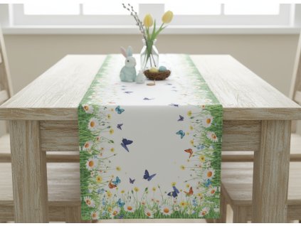 Vzorovaný ubrus - běhoun na stůl SPRING BUTTERFLY 40x140 cm Mybesthome