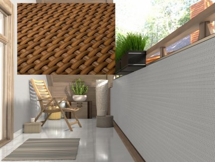 Balkonová ratanová zástěna MALMO, světle hnědá, výška 100 cm šířka různé rozměry 1300 g/m2 MyBestHome