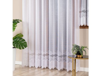 Dekorační vzorovaná záclona na žabky MODESTA LONG bílá 300x250 cm (cena za 1 kus dlouhé záclony) MyBestHome