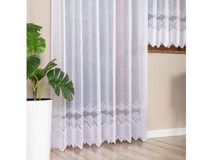 Dekorační vzorovaná záclona na žabky MODESTA LONG bílá 200x250 cm (cena za 1 kus dlouhé záclony) MyBestHome