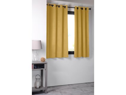 Zatemňovací krátký závěs s kroužky "BLACKOUT" NEW VITORIA 135x160 cm mustard/hořčicová (cena za 1 kus) Mybesthome