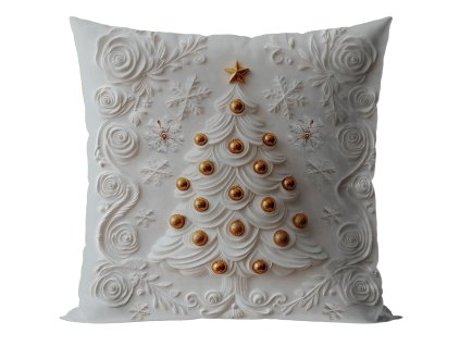 Vánoční polštář CHRISTMAS TREE 3D 40x40 cm, stříbrný efekt, Mybesthome