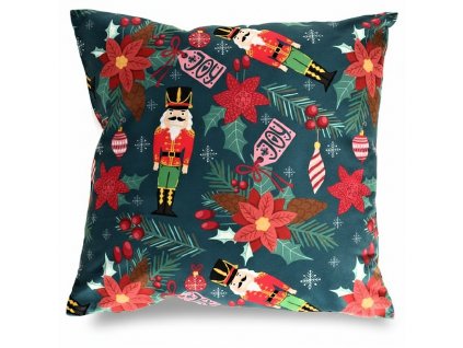 Vánoční polštář NUTCRACKER VIBES 40x40 cm vzor louskáček