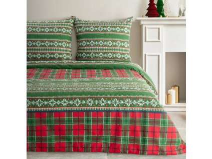Vánoční povlečení 100% bavlna flanel AURA 1x 220x200 cm, 2x povlak 70x80 cm francouzské povlečení MyBestHome