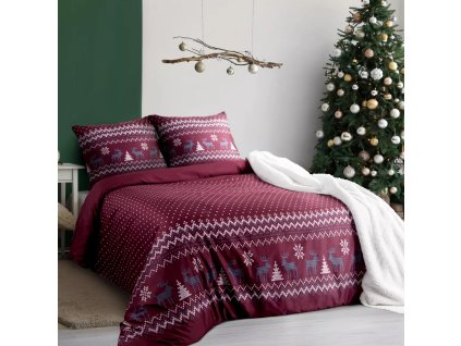 Vánoční mikrovláknové povlečení MATTEUS 1x 220x200 cm, 2x povlak 70x80 cm francouzské povlečení MyBestHome