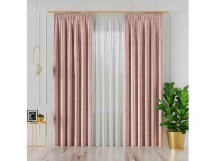 Dekorační závěs s řasící páskou VELVINO color 013 světle růžová šířka 140 cm x výška různé rozměry (cena za 1 kus) MyBestHome