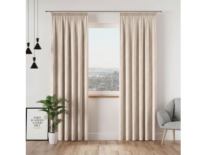 Dekorační závěs s řasící páskou VELVINO color 016 krémová šířka 140 cm x výška různé rozměry (cena za 1 kus) MyBestHome