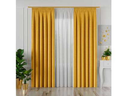 Dekorační závěs s řasící páskou VELVINO color 019 šafránová šířka 140 cm x výška různé rozměry (cena za 1 kus) MyBestHome