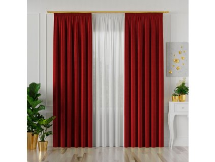 Dekorační závěs s řasící páskou VELVINO color 043 červená šířka 140 cm x výška různé rozměry (cena za 1 kus) MyBestHome