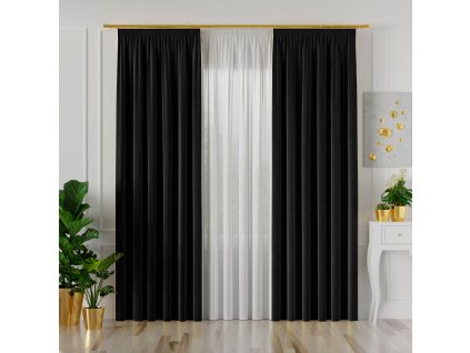 Dekorační závěs s řasící páskou VELVINO color 111 černá šířka 140 cm x výška různé rozměry (cena za 1 kus) MyBestHome