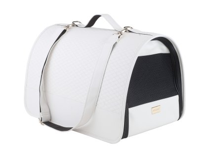 Přenosná cestovní taška pro psy do auta PARIS bílá velikost M, L