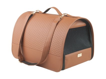 Přenosná cestovní taška pro psy do auta PARIS hnědá velikost M, L