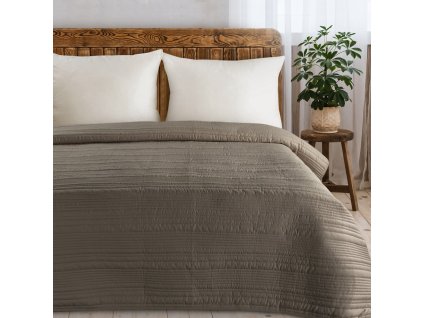 Přehoz na postel TATRAN tmavě béžová 220x240 cm Mybesthome