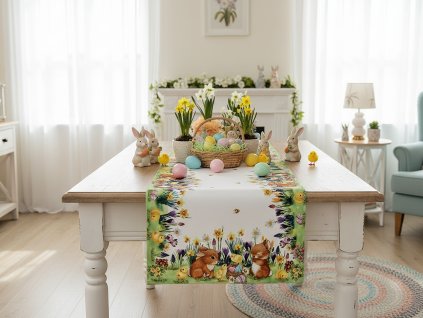 Velikonoční ubrus - běhoun na stůl EASTERS FRIENDS 40x140 cm Mybesthome
