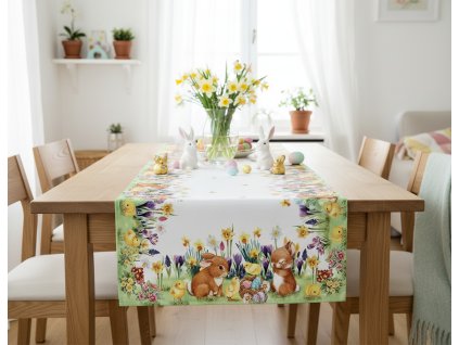 Velikonoční ubrus - běhoun na stůl EASTERS FRIENDS 60x120 cm Mybesthome