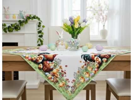 Velikonoční vzorovaný ubrus na stůl EASTERS FAMILY 85x85 cm Mybesthome
