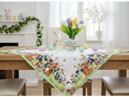Velikonoční vzorovaný ubrus na stůl EASTERS FRIENDS 85x85 cm Mybesthome