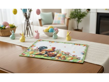 Velikonoční dekorační ozdobný ubrousek EASTERS FAMILY 32x45 cm Mybesthome