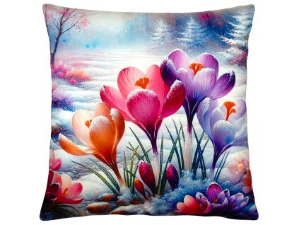 Dekorační polštář JARNÍ KROKUSY 40x40 cm  Mybesthome