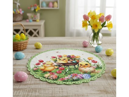 Velikonoční dekorační ozdobný ubrousek EASTERS CHICKS Ø 30 cm Mybesthome