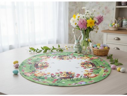 Velikonoční dekorační ozdobný ubrousek EASTERS CHICKS Ø 50 cm Mybesthome