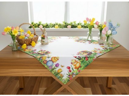 Velikonoční vzorovaný ubrus na stůl EASTERS CHICKS 85x85 cm Mybesthome