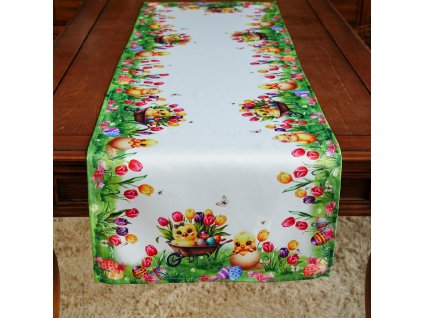 Velikonoční ubrus - běhoun na stůl EASTERS CHICKS 40x140 cm Mybesthome