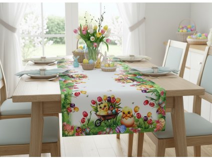 Velikonoční ubrus - běhoun na stůl EASTERS CHICKS 60x120 cm Mybesthome