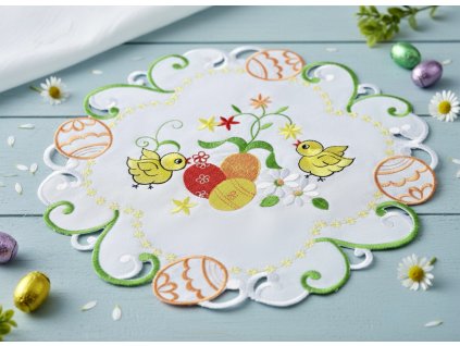 Velikonoční vyšívaný dekorační ozdobný ubrousek EASTER II. Ø 40 cm Mybesthome