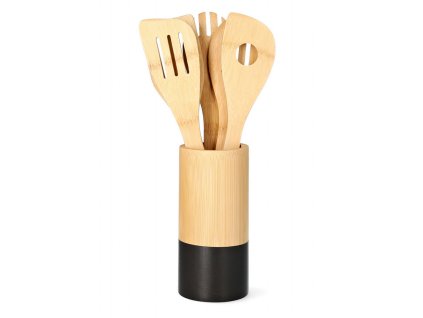 Set 5 kusů kuchyňských vařeček BAMBOO z bambusu - černá  | 30x6 cm | 975763