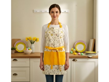 Kuchyňská bavlněná zástěra  SPRING CHICKS 60x75 cm , 100% bavlna