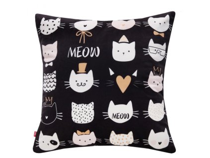 Polštář MEOW, černá, 45x45 cm HOME & YOU