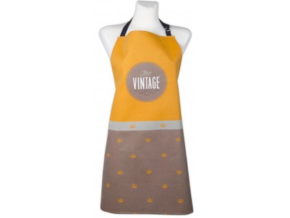 Kuchyňská bavlněná zástěra VINTAGE, hnědá, Essex, 100% bavlna