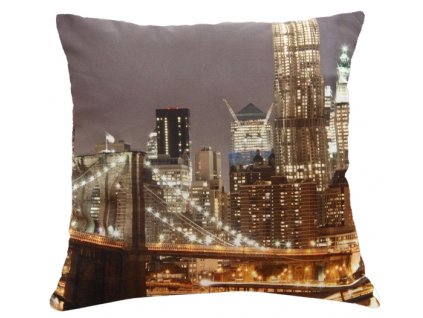 Polštář BROOKLYN BRIDGE MyBestHome 40x40cm fototisk 3D motiv newyorského mostu