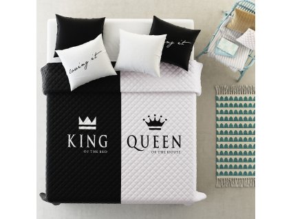 Přehoz na postel KING AND QUEEN 220x240 cm černá/bílá Mybesthome