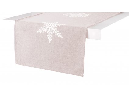 Ubrus - běhoun na stůl SNOW FLAKE, 35x170 cm, béžová, ESSEX